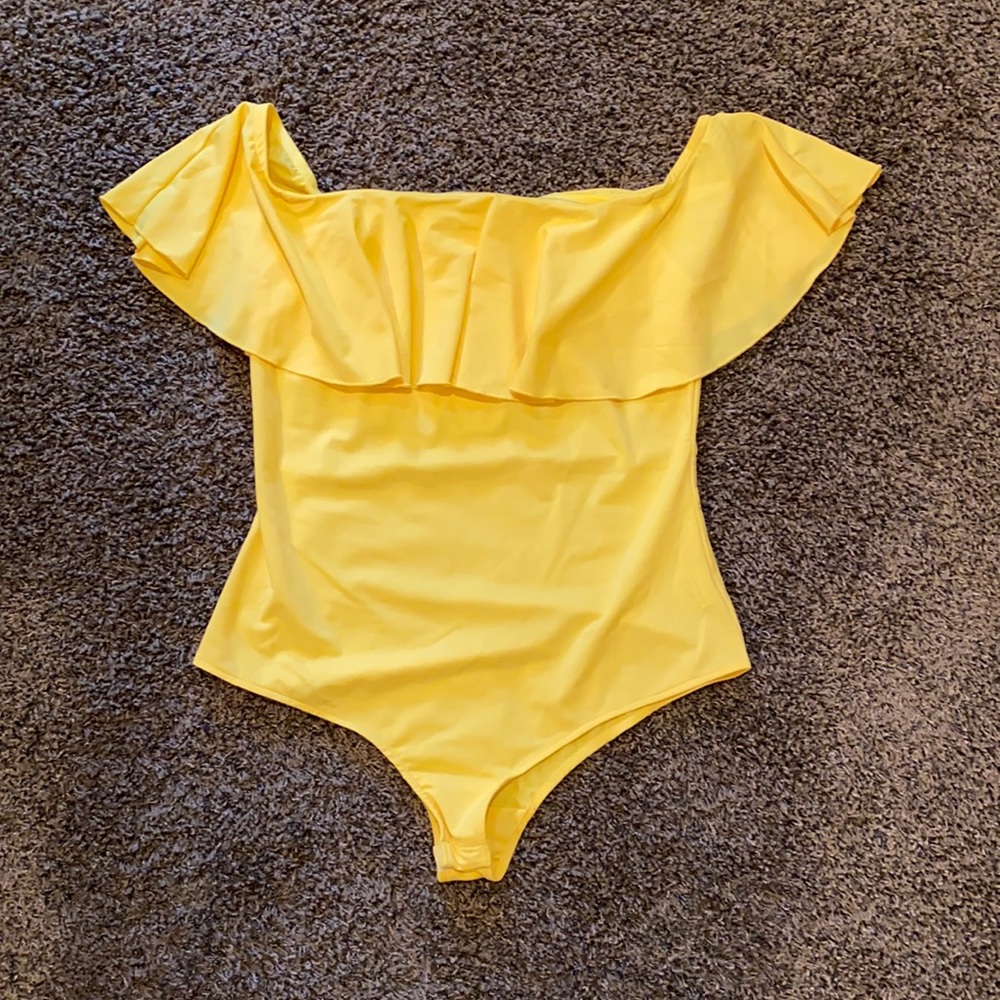 Yellow Off the Shoulder Swimsuit
